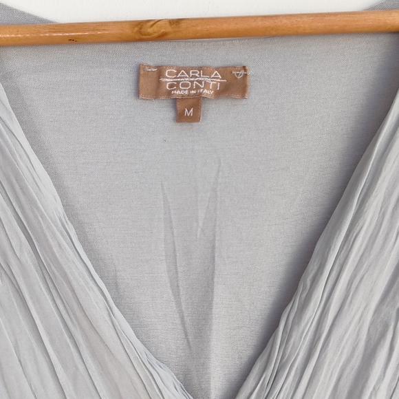 Carla Conti Grey Silk V Neck Sleeveless Top Size M - Picture 6 of 7